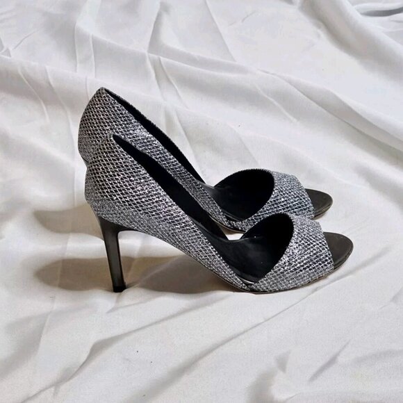 New Cole Haan Antonia Glitter Open Toe Pumps - Picture 5 of 13